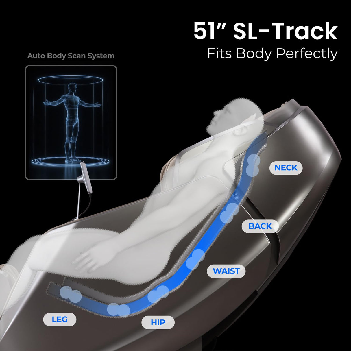 AmaMedic 2025 Revive | 4D Massage | Full Body Massage Chair | Health Fingerprint Sensor| AI Health Detection| 40 Cell Full Body Air Massage | Black (Black) AmaMedic