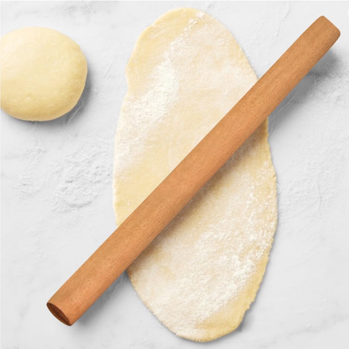 French Wood Baking and Pastry Rolling Pin – 15.35" Long x 1.18" Diameter for Pizza, Pie, Cookie Dough, and Much More Generic