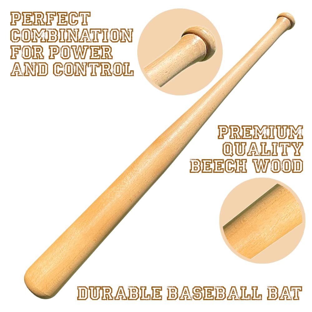 Genuine Solid Beech Wood Baseball Bat - 27 Inch 23 Oz - Tball Bat, Self Defense, Weight Training, and Pickup Games - Classic and TImeless Design - KOTIONOK (1) KOTIONOK