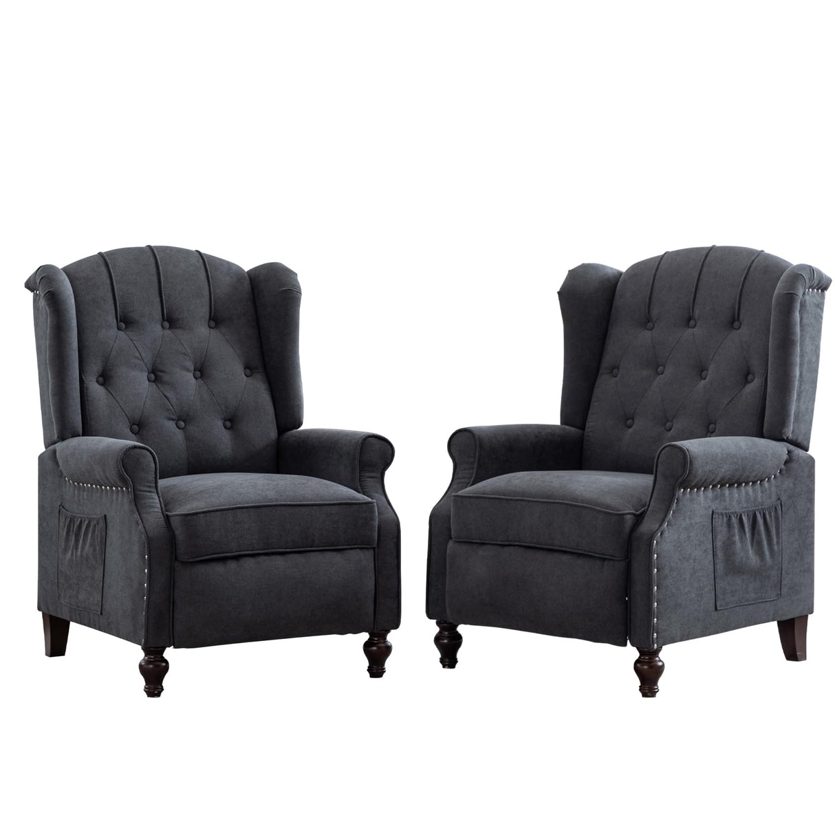 SAMERY Wingback Recliner Chair with Massage and Heat, Push Back Recliner Accent Chair, Modern Tufted Reclining Lounge Single Small Recliner Chair Set of 2 for Small Spaces, Living Room, Office SAMERY