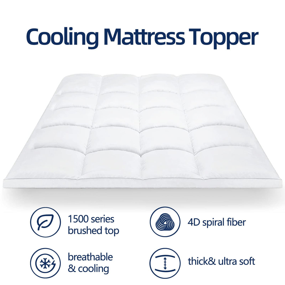 Mattress Topper King for Back Pain, Extra Thick Mattress Pad Cover, Plush Pillow Top, Deep Elastic Pocket, White CHOPINMOON