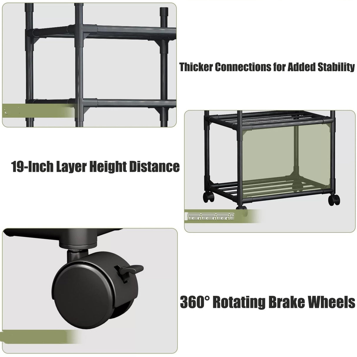 Susuzi 6-Tier Storage Shelves β 66" Tall Metal Shelving Unit with Wheels, 150lb Capacity β Compact 16.5" W x 13" D for Garage, Kitchen & Office (Black) (5-Tier) Susuzi