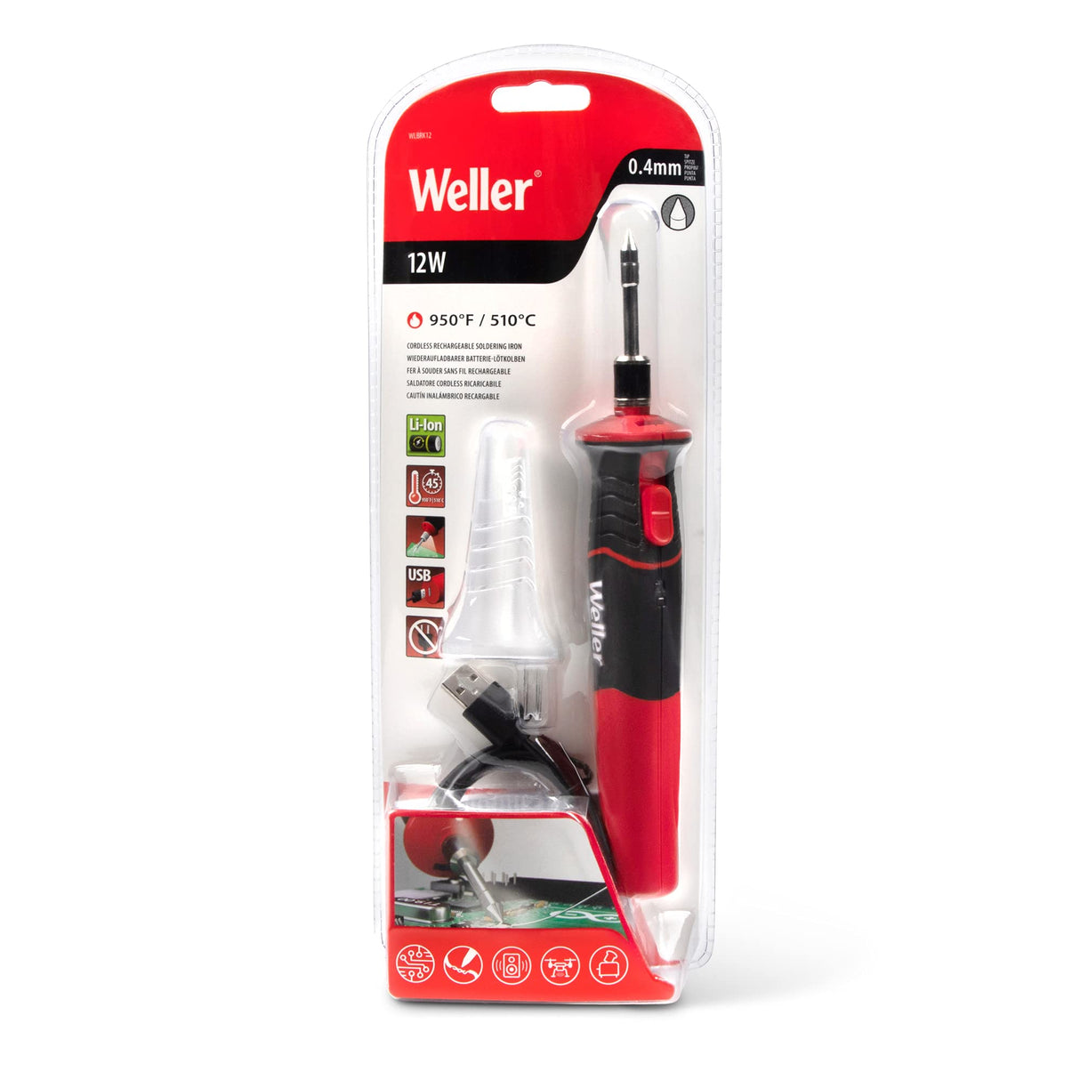 Weller 12W Cordless Rechargeable Soldering Iron,Lithium-Ion Battery Powered - WLBRK12N Weller