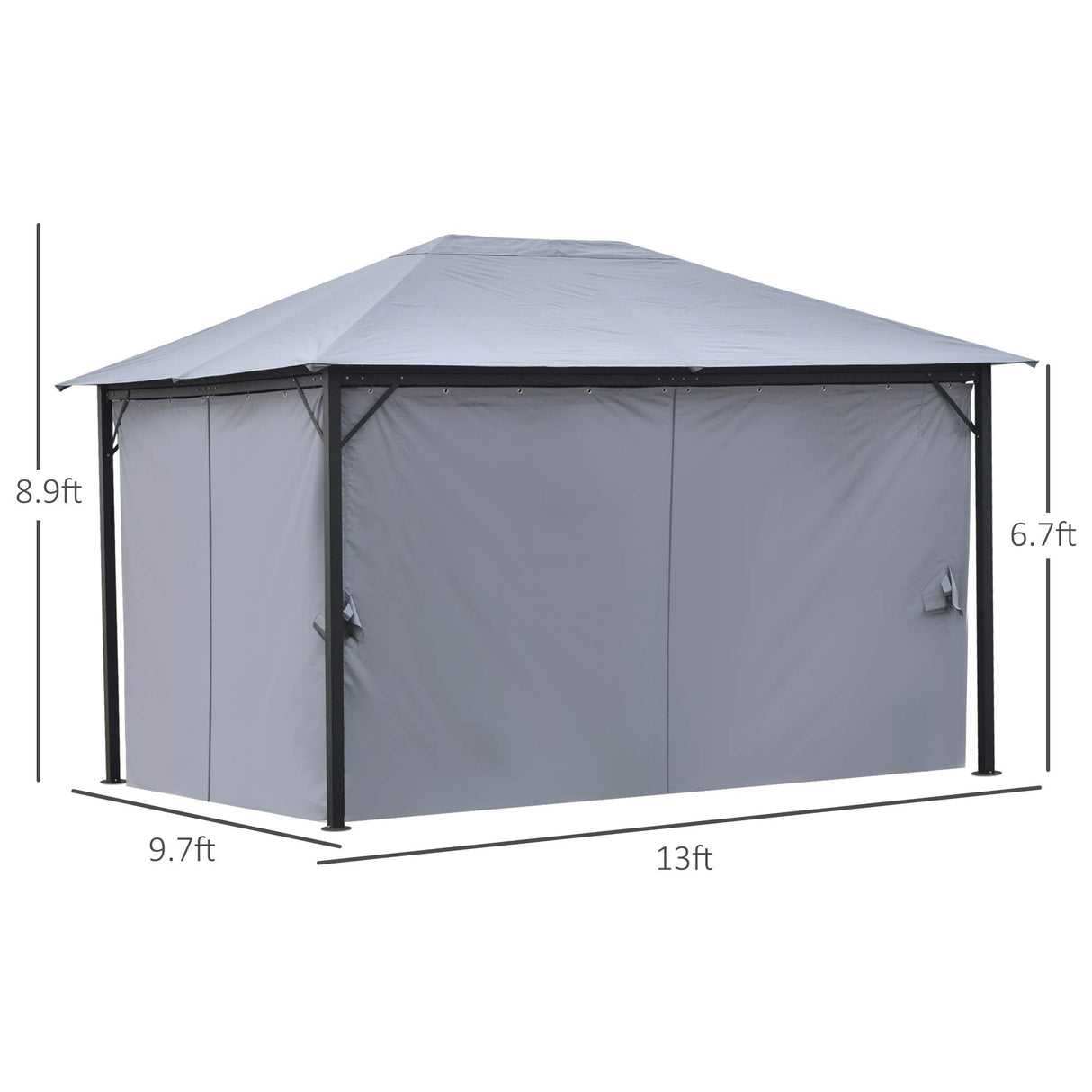 Outsunny 10' x 13' Patio Gazebo, Aluminum Frame, Outdoor Gazebo Canopy Shelter with Netting & Curtains, Garden, Lawn, Backyard and Deck, Gray Outsunny