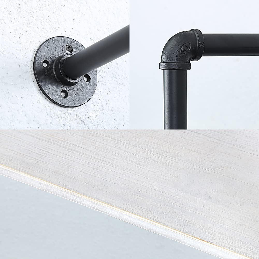 Industrial Pipe Shelving Wall Mounted,36in Rustic Metal Floating Shelves,Steampunk Real Wood Book Shelves,Wall Shelf Unit Bookshelf Hanging Wall Shelves,Farmhouse Kitchen Bar Shelving(4 Tier) OLDRAINBOW