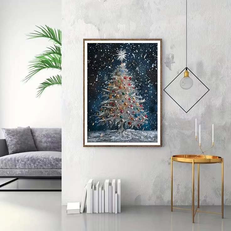 Christmas Tree 5D Diamond Painting Kits For Adults-Winter Snowflake Diamond Art Kits For Beginner,DIY Full Round Drill Diamond Dots Paintings With Gem Art Crafts For Adults,Home Wall Decor12x16inch ZQEATRY