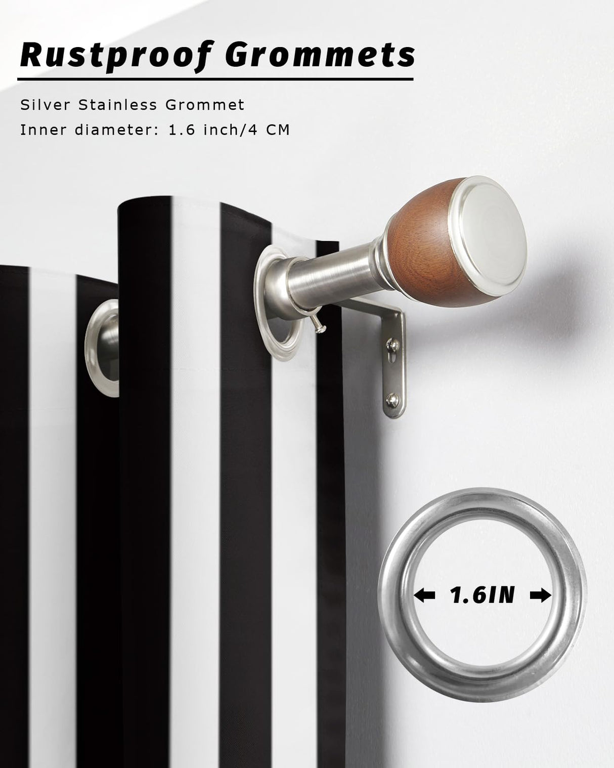 Outdoor Curtains for Patio Waterproof Black and White Stripe Indoor/Outdoor Curtain Tiebacks Simple Style Privacy Curtain Sun Blocking Grommet Drapes for Pergolas Gazebo Porch Balcony 2 Panel 54x108 Home L6