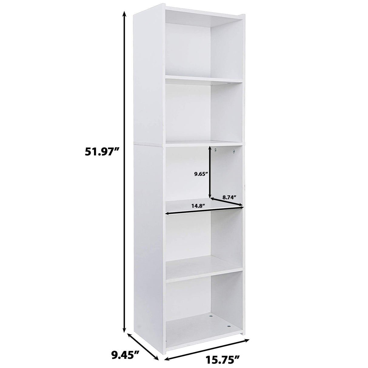 ZENY 5-Tier Shelf Bookcase, Freestanding Wood Storage Display Open Bookshelf for Home Office, White ZENY