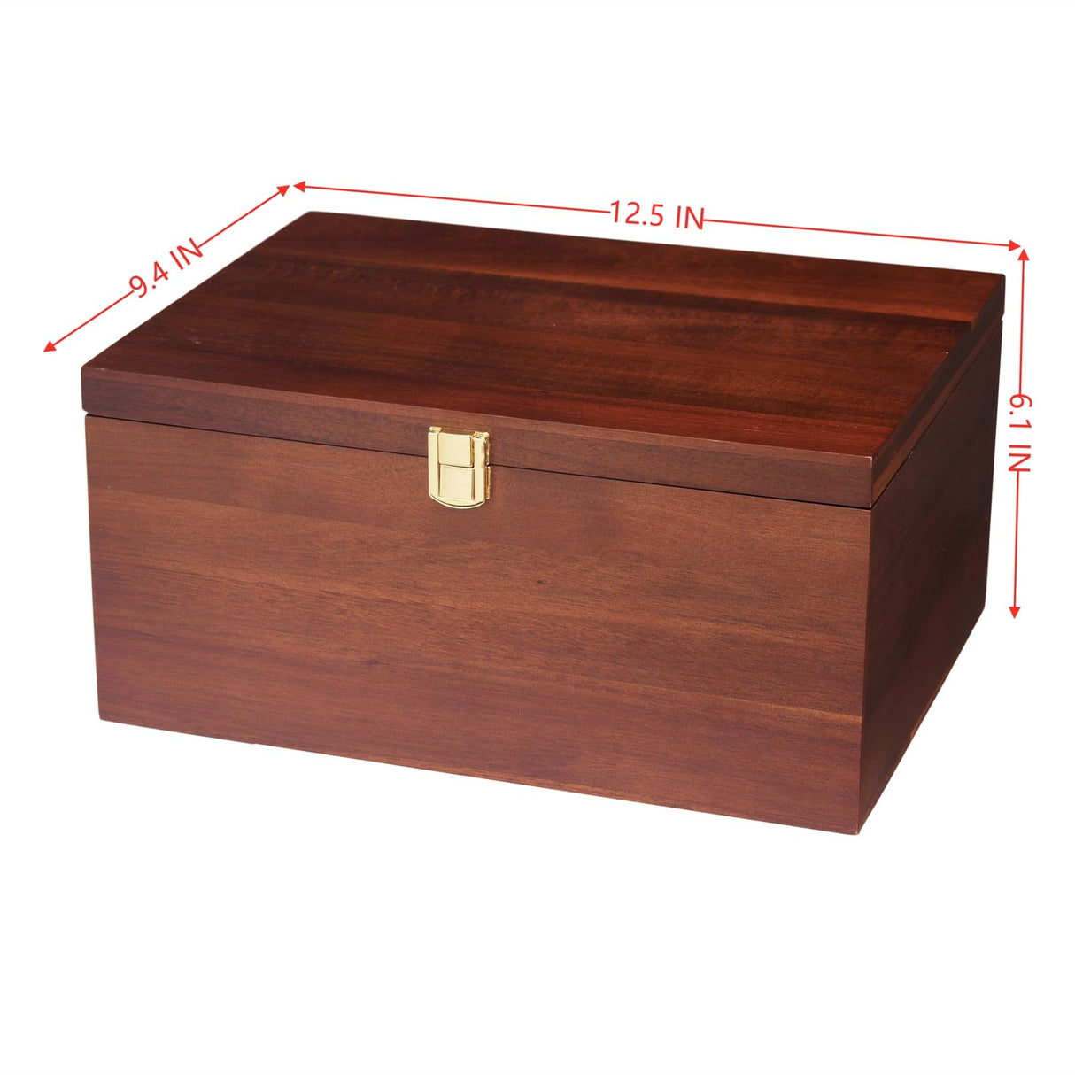 NLGQ Large Wooden Storage Box - Wood Box with Lid for Home Decor, Ideal for Keepsakes, Trinkets, Jewelry & Other Stash, 12.5x9.4x6.1 IN, Wood Keepsake Memory Gift Box, Rustic Design-WB004- X Large NLGQ
