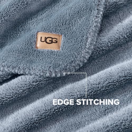 UGG Whitecap Twin Blanket, Soft Cozy Fleece Blanket for Bed, Luxury Fluffy Oversized Throw for Couch, Washable Twin XL Bedding, Dorm Essentials, 66" x 90", Denim Blue UGG