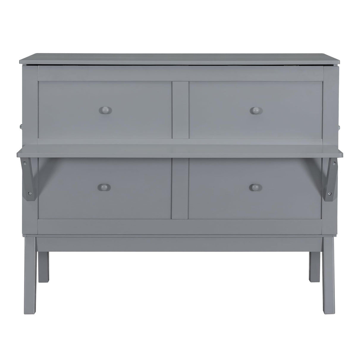 Ball & Cast Murphy Bed Full Szie,Cabinet Hideaway with USB Port and Removable Shelves,Wall Bed W/ 2 Movable Desks,can be Folded,Platform Bedframe for Kids Bedroom,Student Dorms,Gray Ball & Cast