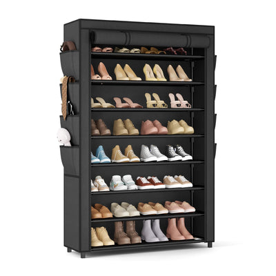 VILICK Shoe Rack with Cover, 8 Tier Tall Shoe Organizer Storage for 36-45 Pair Shoes and Boots Large Shoe Storage Shelf Free Standing Shoe Rack for Closet, Front Door Entrance, Dorm, Garage