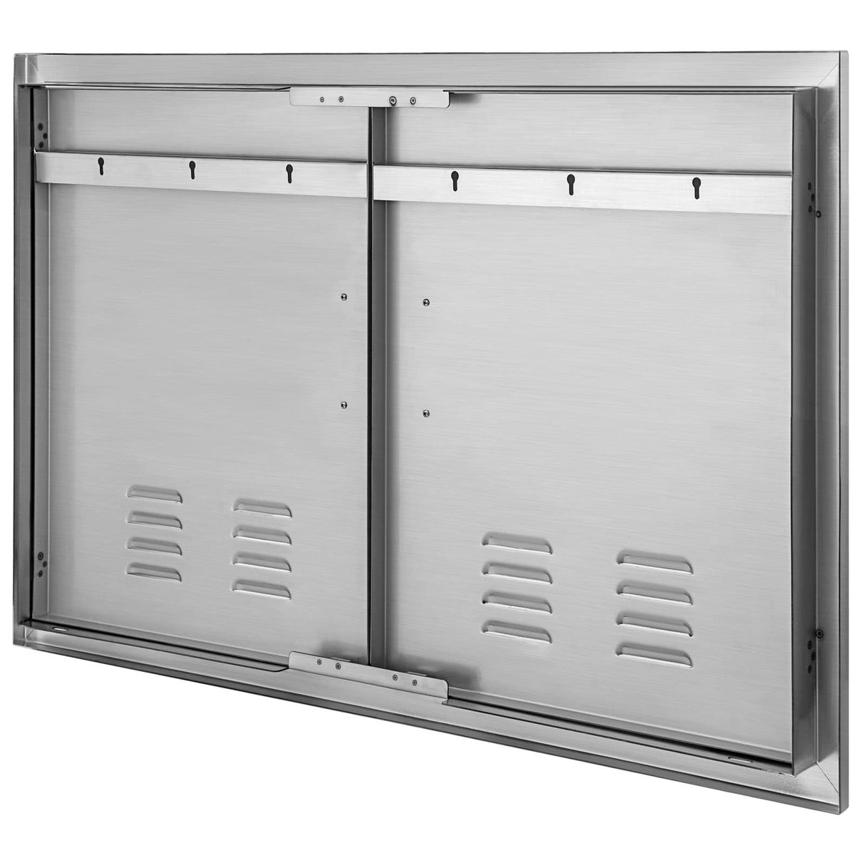 VEVOR Outdoor Kitchen Doors, 30W x 21H Inch, 304 Stainless Steel Double Doors with Vents, BBQ Access Door with 2 Detachable Handles and 6 Hooks, for BBQ Island VEVOR