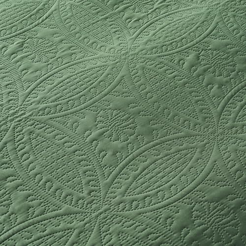akkialla Queen Quilt Bedding Set,Olive Green Ultrasonic Full/Queen Quilt Set,Lightweight Soft Bedspread Coverlet,Modern Style Coin Pattern Bed Cover for All Seasons,3 Piece(1 Quilt,2 Pillow Shams) akkialla
