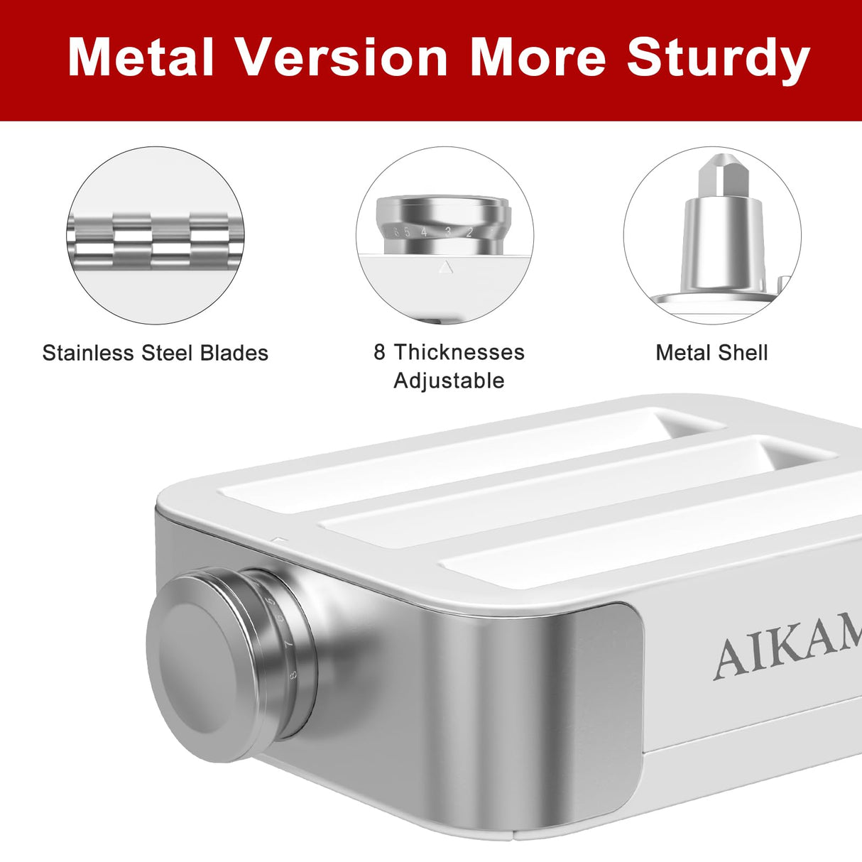 AIKAMI Metal Pasta Maker Attachment for Kitchenaid Stand Mixers 3 in 1 Set Includes Pasta Roller Spaghetti Cutter & Fettuccine Cutter and Cleaning Brush, Pasta Attachment AIKAMI