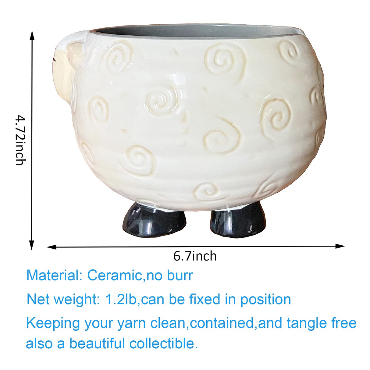 Weabetfu Sheep Ceramic Yarn Bowl Knitting Yarn Bowl Handmade Craft Knitting Bowls Crocheting and Knitting Supplies Organizer,Perfect for Mother's Day and Christmas Gift Weabetfu
