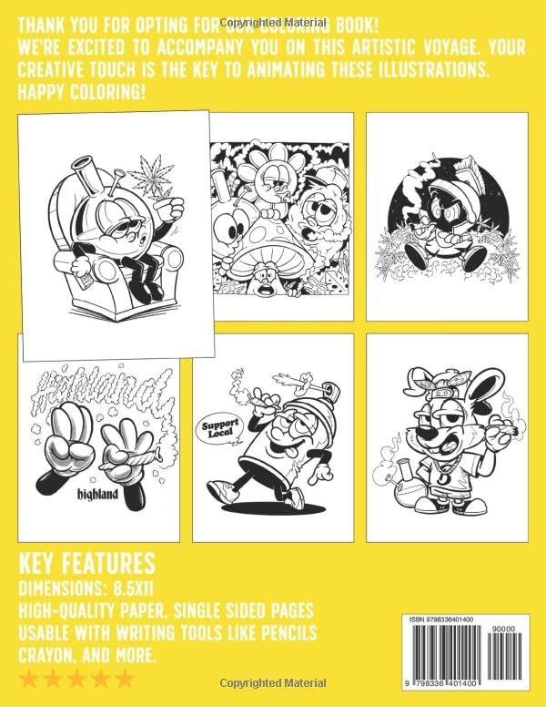 Retro Cartoon Stoner Coloring Book: Psychedelic Illustrations To Color With Funny Characters Coloring Pages About Smoking Vintage Scenes, Funny Stoner Gifts for Smokers & Weed Lovers Men & Women WoodArtSupply