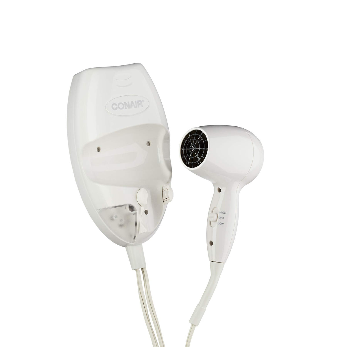 Conair Wall-Mount Hair Dryer, 1600W Hair Dryer with LED Night Light, Wall Mount Blow Dryer Conair