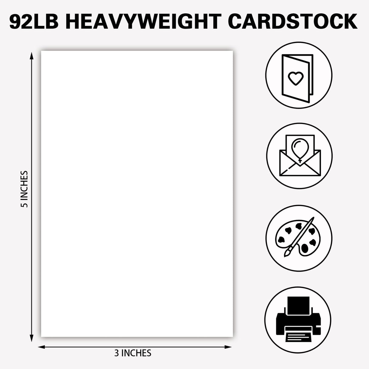 Hysiwen 50 Sheets White Card Stock 3 x 5 Inches, 250gsm/92 lb Blank Cardstock Paper for Paper Crafts or Drawing(W35) Hysiwen