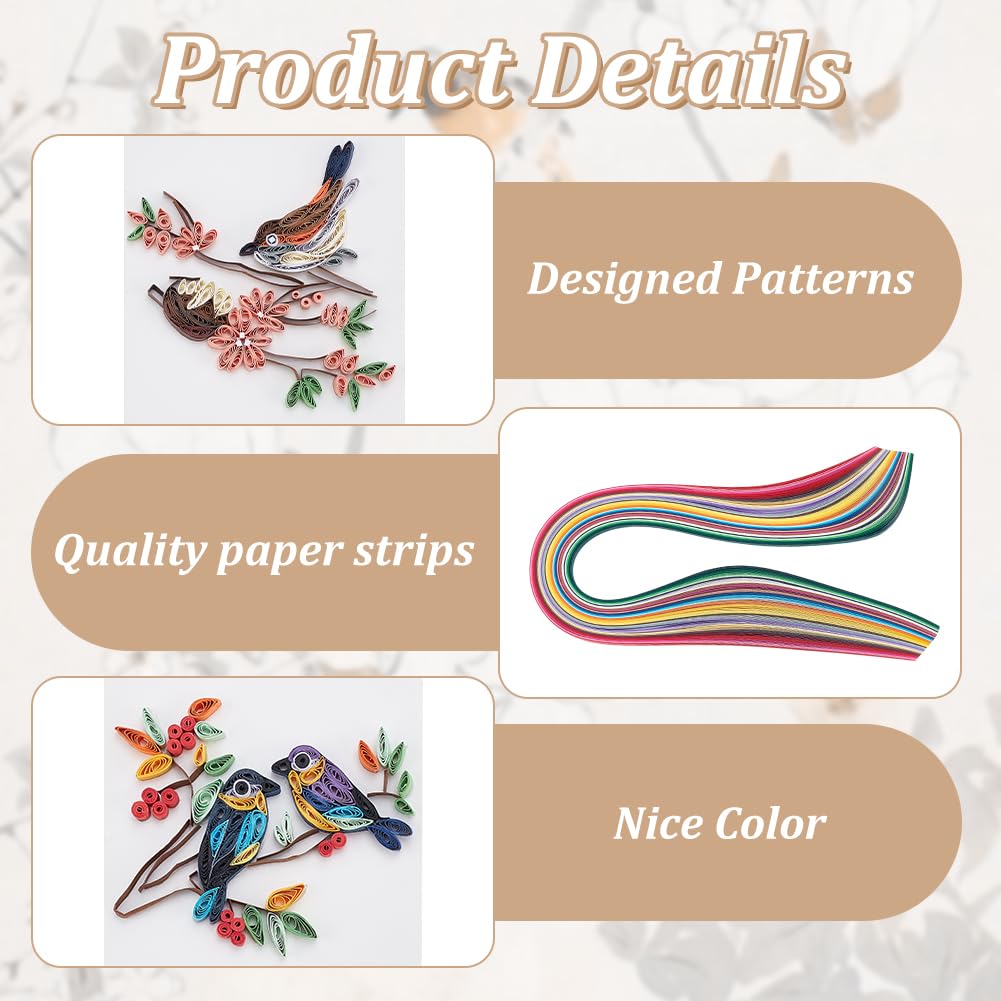 WEBEEDY 20 Sets Paper Quilling Kit for Adults Beginner DIY 5 Styles Bird Love Greeting Card Making kit with Instruction Handmade Bird Flower Quilling Card for Love,Valentine's Day,Wedding,Christmas WEBEEDY