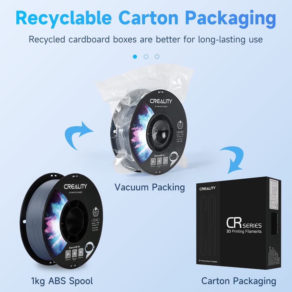 Creality ABS Filament 1.75mm, 3D Printer Filament, No-Tangling, Strong Bonding and Overhang Performance Dimensional Accuracy +/-0.02mm, 2.2lbs/Spool Creality