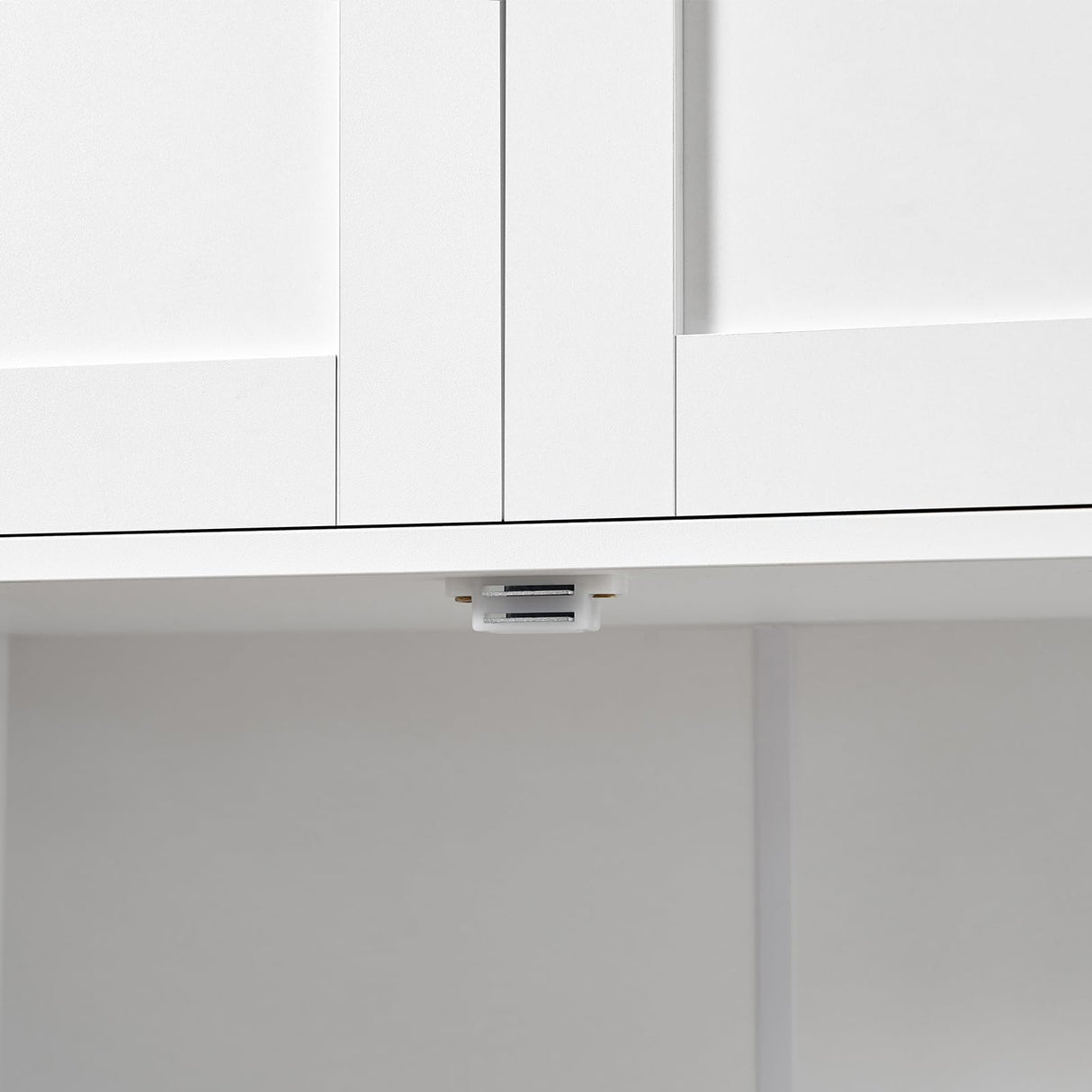 TEENFON Bathroom Floor Storage Cabinet, Freestanding Bathroom Storage Unit with 2 Adjustable Shelves & 4 Doors, 11.8 x 23.6 x 42.7 Inches, White TEENFON