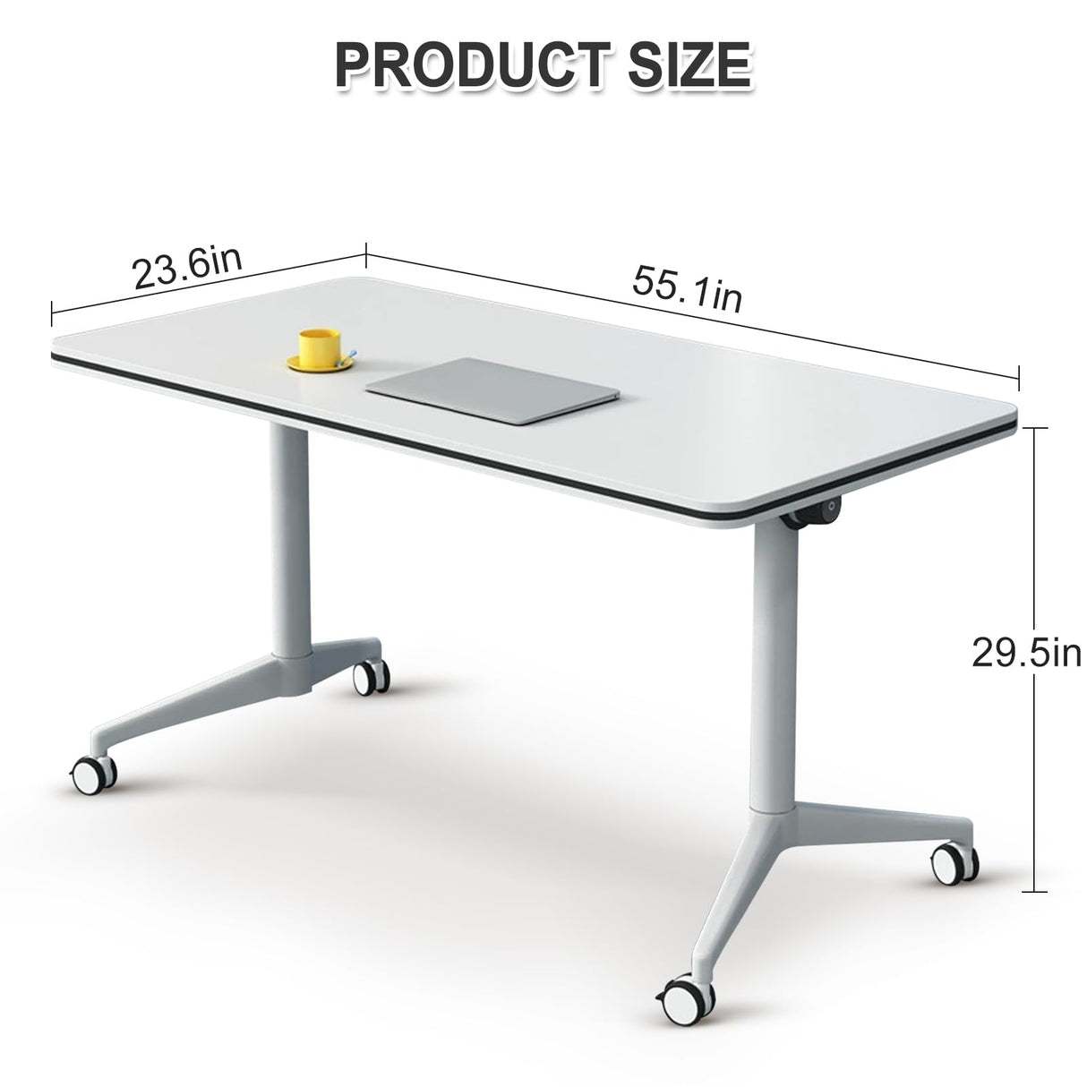 Ptosziav Folding Conference Table Conference Room Table, Modern Flip Top Mobile Training Table, Foldable Meeting Table for Office Training Room,Meeting Seminar Tables with Caster Wheels(2 Pcs 55.1IN) Ptosziav