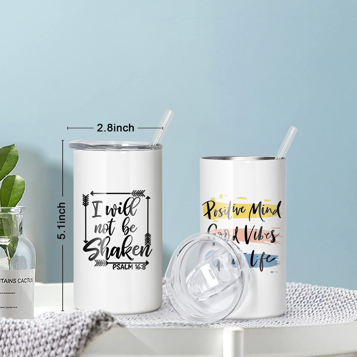 AGH 12 oz Sublimation Tumblers White Stainless Steel Straight Double Wall Vacuum 6pcs Kids Sublimation Tumblers Blanks with Lids and Straws for DIY Gift, Coffee, Tea, Beverages AGH
