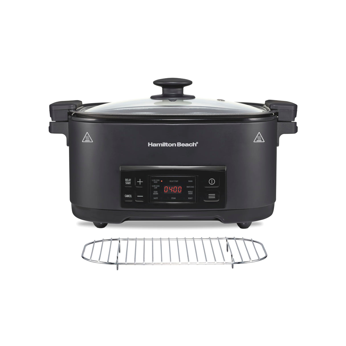 Hamilton Beach 6 Quart 9-in-1 Programmable Slow Cooker with Sear, Browning, Rice, Steam, Sauté, Roast Delay Start & Keep Warm Functions, Nonstick PFAS-Free Dishwasher Safe Crock, Black (33604) Hamilton Beach
