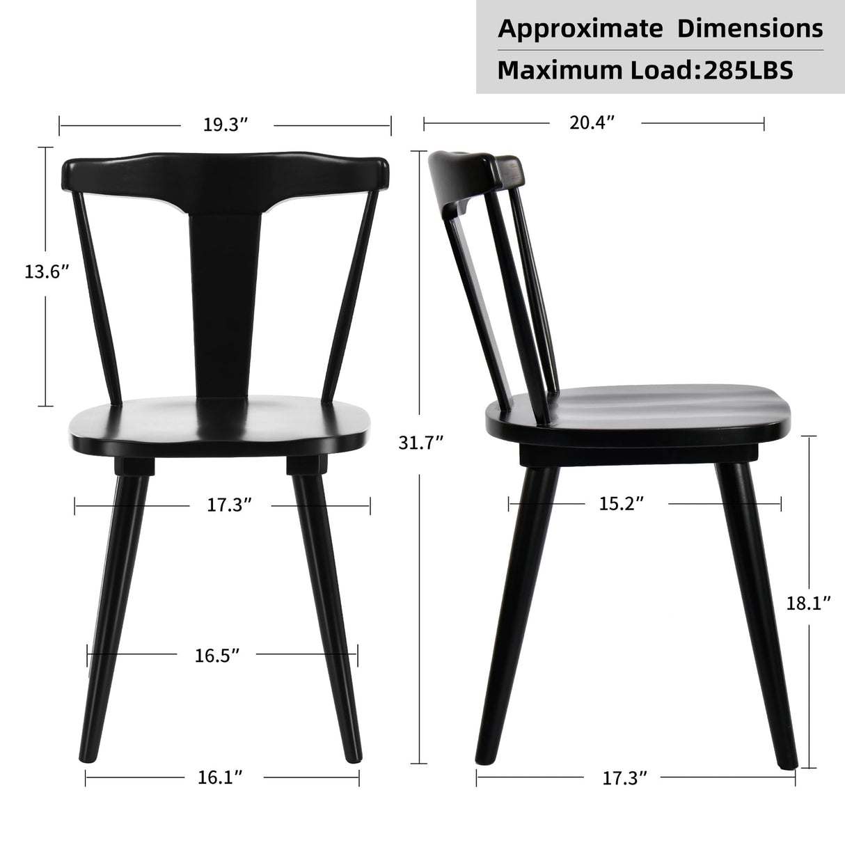 DUHOME Black Wood Wishbone Dining Chairs Set of 4,Mid Century Wishbone Dining Chairs Oak Wooden Kitchen & Dining Room Chairs DUHOME