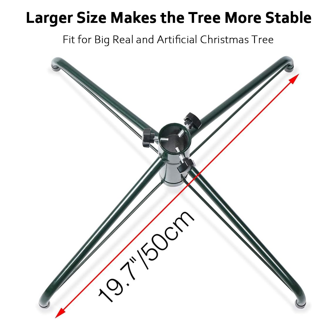 Elfjoy Christmas Tree Stand 19.7 inches Iron Metal Bracket Rubber Pad with Thumb Screw (50cm) ELFJOY