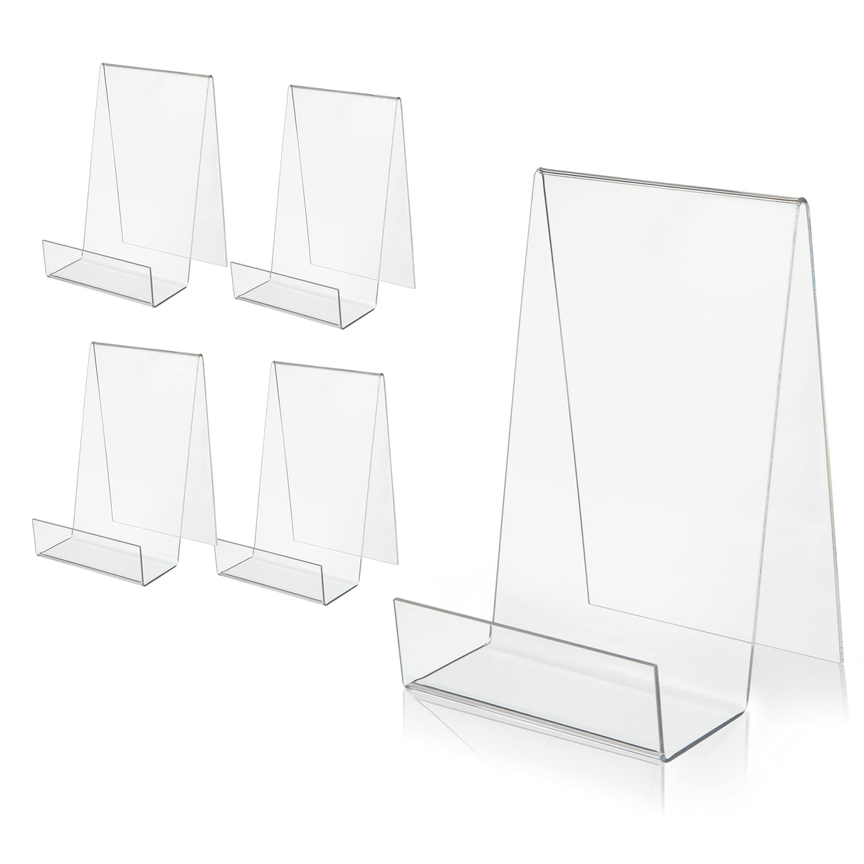 ZOEY Acrylic Book Easel Stand with Ledge Clear Easels Plate - 5 Pack for Books Display, Music Sheets, Artworks, CD, Tablet Holder (Small) ZOEY
