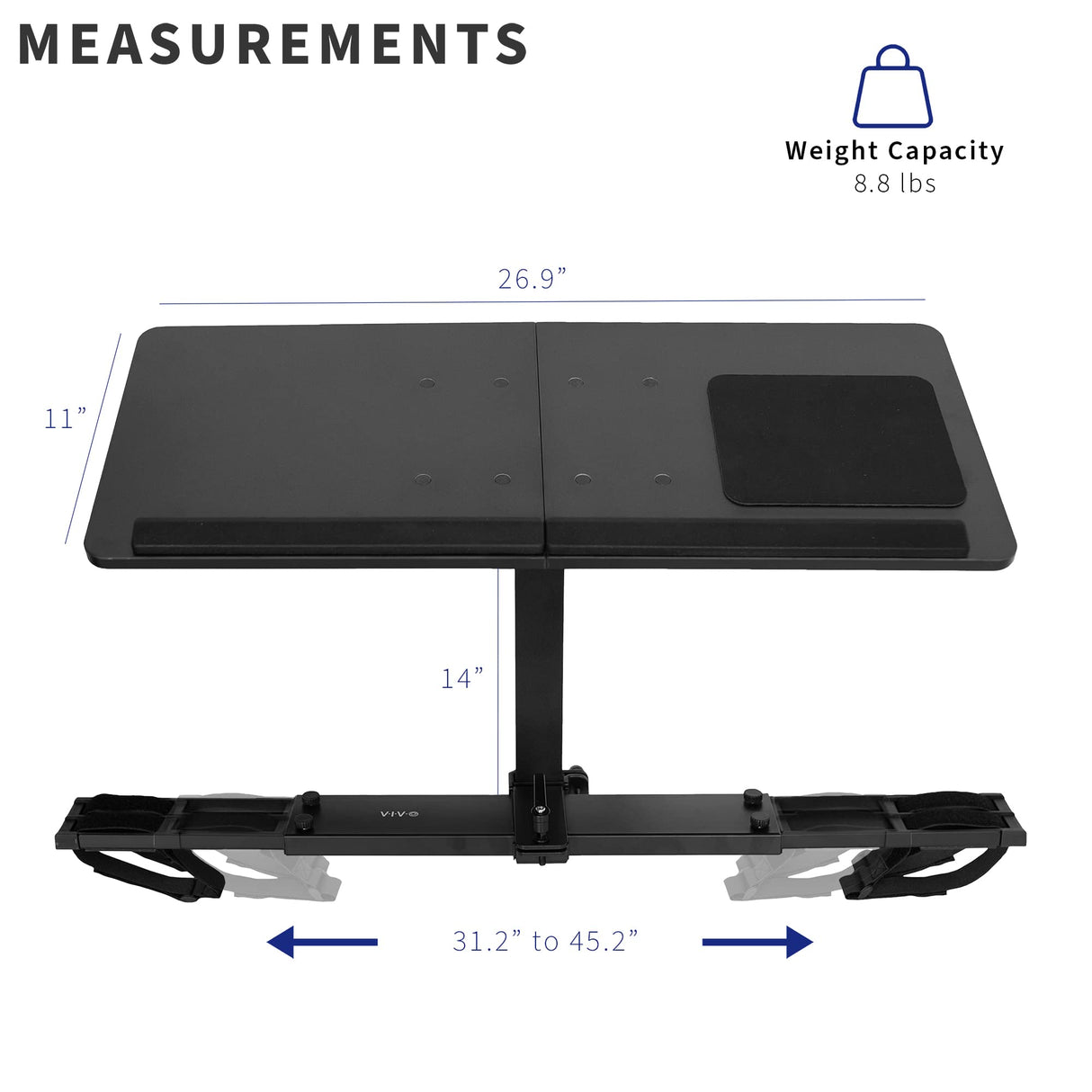 VIVO Universal Wooden Laptop Treadmill Desk, Adjustable Ergonomic Notebook Mount Stand for Treadmills, Includes Mouse Pad and Wrist Support, Stand-TDML4 VIVO