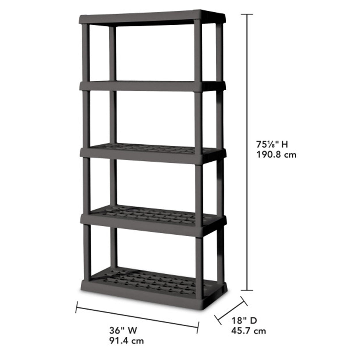 Sterilite 2-Pack 5 Shelf Unit, Heavy-Duty Shelving Storage Rack for Home and Garage, Gray - Multipurpose Plastic Organizer Shelves for Smart Organization Sterilite