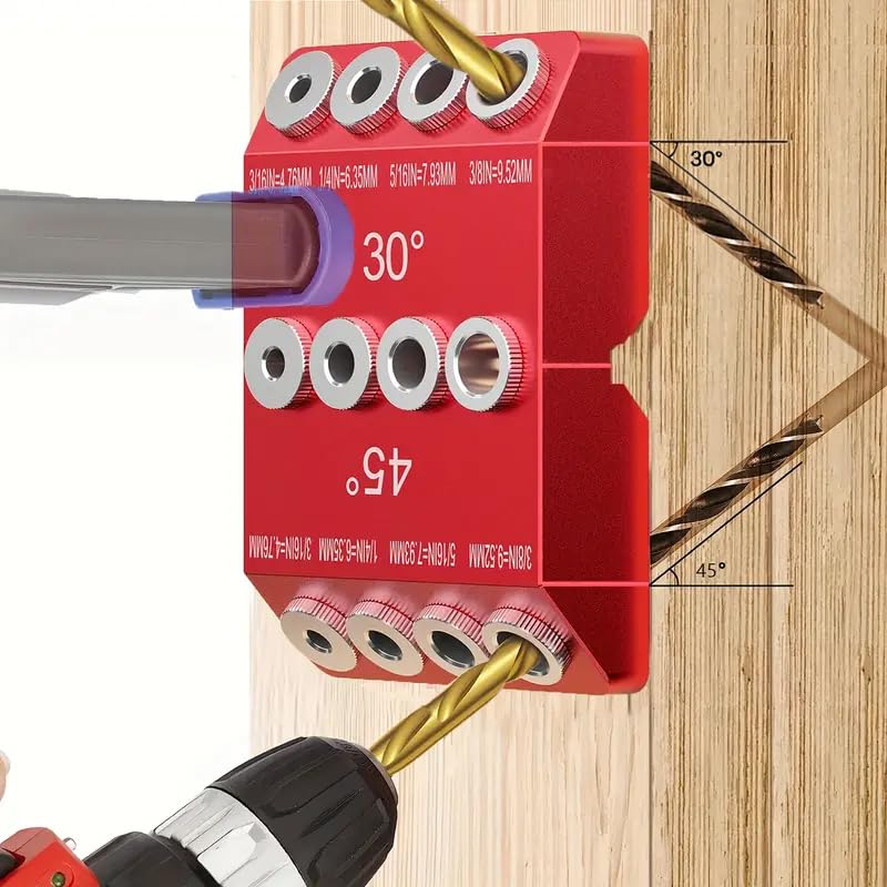 YuanTenhwy 4 Sizes 30 45 90 Degree Angle Drill Guide Jig for Angled Hole and Straight Hole,Drill Block,Dowel Drill Guide,Stair Wire Handrail, Deck Cable Railing Lag Screw Drilling Template Block YuanTenhwy