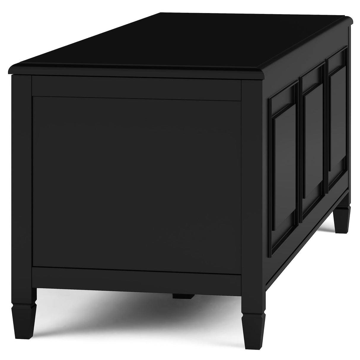SIMPLIHOME Connaught Solid Wood 51 Inch Wide Traditional Storage Bench Trunk in Black, for The Living Room, Entryway and Family Room SIMPLIHOME