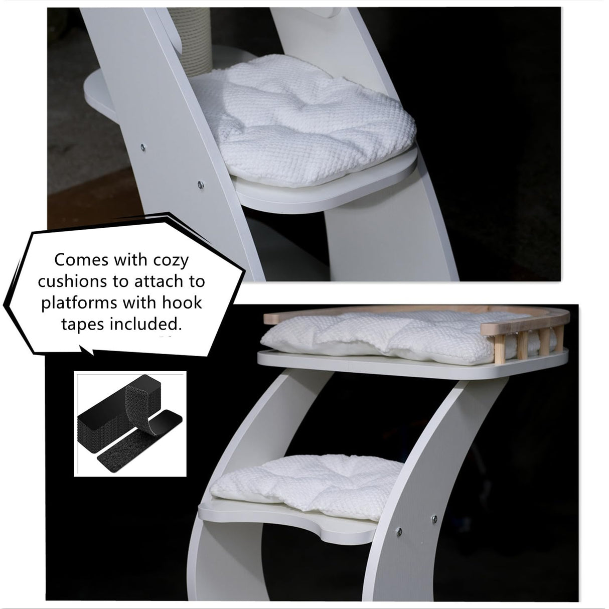 SHENGOCASE Modern Stylish 52.4 inches Tall Wooden Cat Tree Tower, Aesthetic Cat Condo Ladder with 5-Level Big Perch Platform Bed for Window Large Scratching Post SHENGOCASE