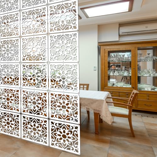 Lchen Hanging Room Divider,10 Pieces Wood-Plastic Hanging Panels 0.2“Thick Screen Panel for Living Room Bedroom Home Decoration(HTT-10S,11.4"X11.4") Lchen