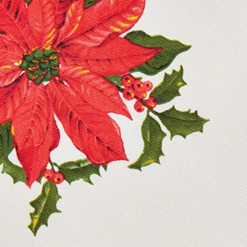 Violet Linen Decorative Christmas Poinsettias and Bows Design Tablecloths - 60" Round Violet Linen