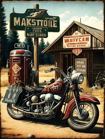 Noche Motorcycle Diamond Painting Kit for Adults, Diamond Art Racing Car, Full Drill Round Rhinestone Craft Canvas for Home Wall Decor 12x16 inch