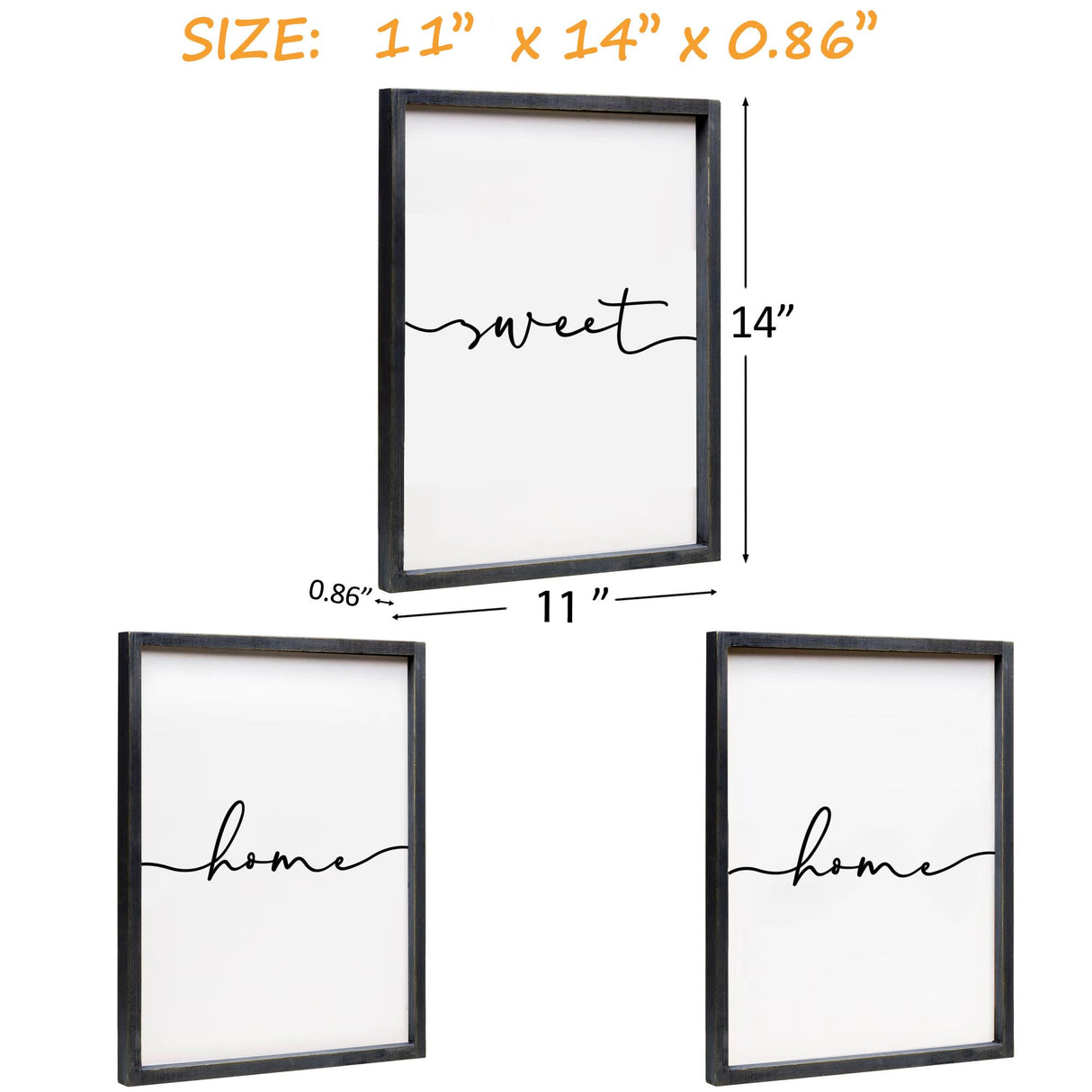 Heiple Set of 3 Framed Farmhouse Home Sweet Home Sign 11’’x14’’ Above Bed Wall Decor for Bedroom Decor and Living Room Wall Art Wood Signs (Black, 11''x14) Heiple