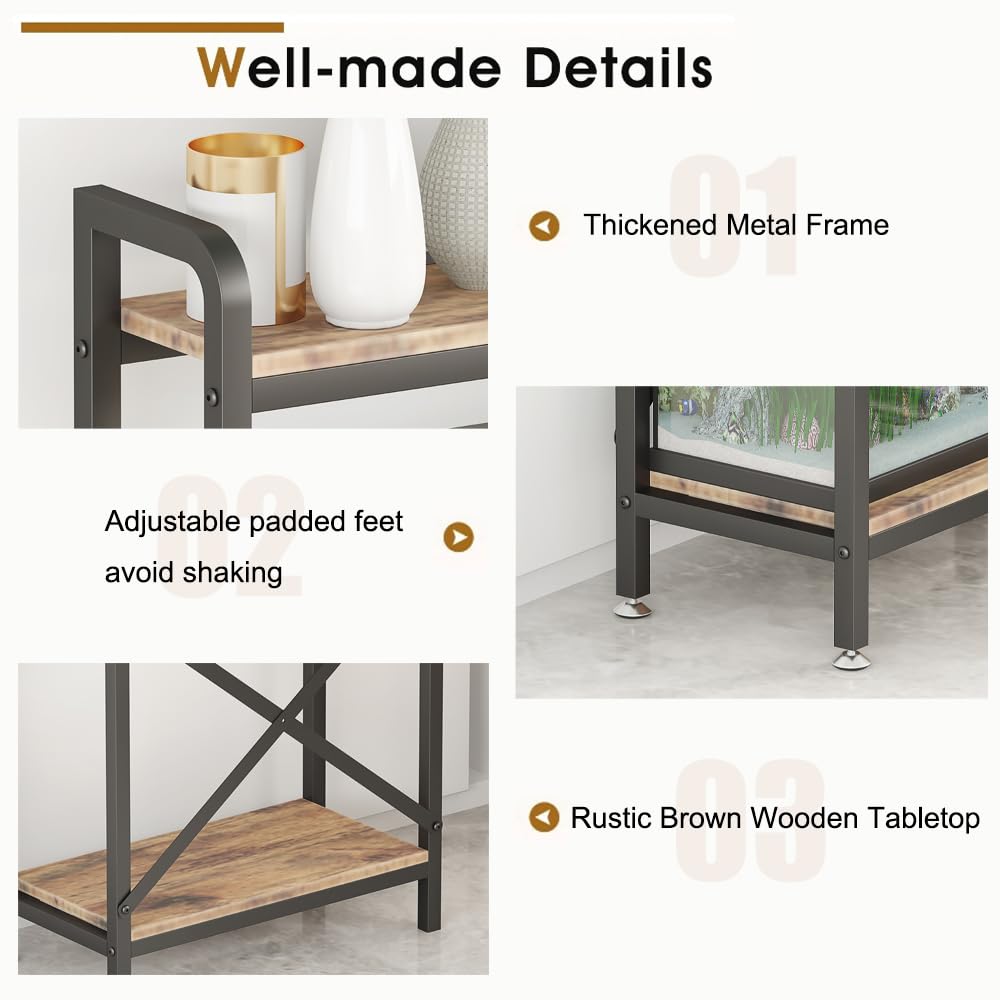 KaKaBB 5-10 Gallon Fish Tank Stand, Upgrade Heavy Duty Aquarium Stand with 3-tier Storage Shelf Fits Turtle Tank, Reptile Tank (BLACK) KaKaBB