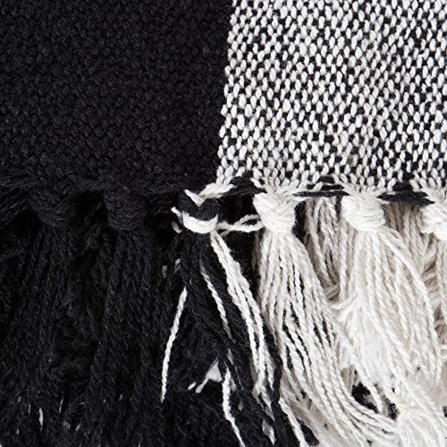 DII Buffalo Check Collection Rustic Farmhouse Throw Blanket with Tassles, 50x60, Black/White DII
