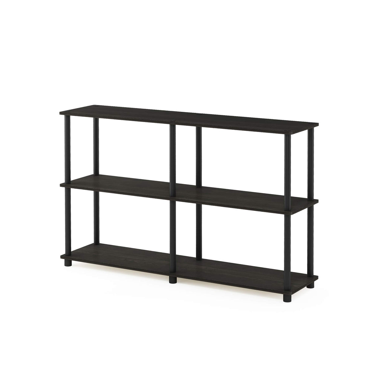 Furinno TURN-N-TUBE Storage Shelves, 3-Tier 47.4 Wide Book Shelf, Corner Shelf, Toolless Open Shelves, for Organization and Storage, Living Room, Garage, Home Office, Espresso Furinno