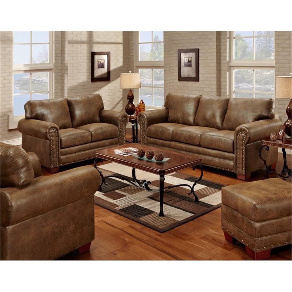 American Furniture Classics Microfiber Buckskin Loveseat in Brown American Furniture Classics