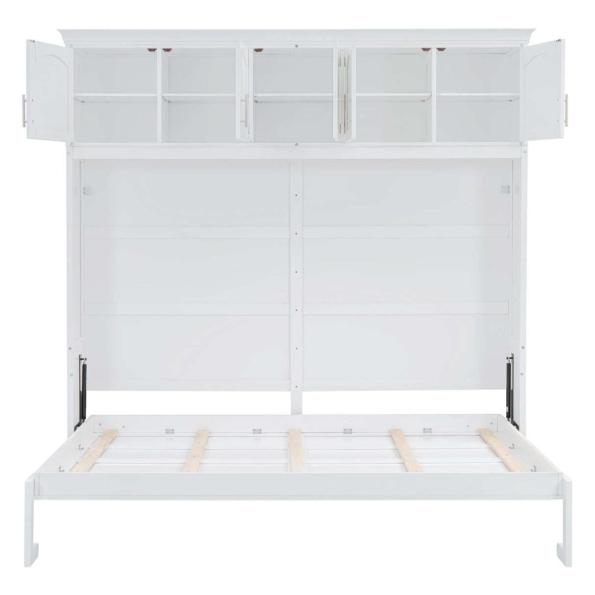 Favfurish Murphy Bed Full Size Storage Cabinet Bed Frame with Wardrobe and Drawers,can be Folded into a Cabinets,Metal Hideaway Bedframe W/Wood Slat Support,for Kids Bedroom,Student Dorms,White Favfurish