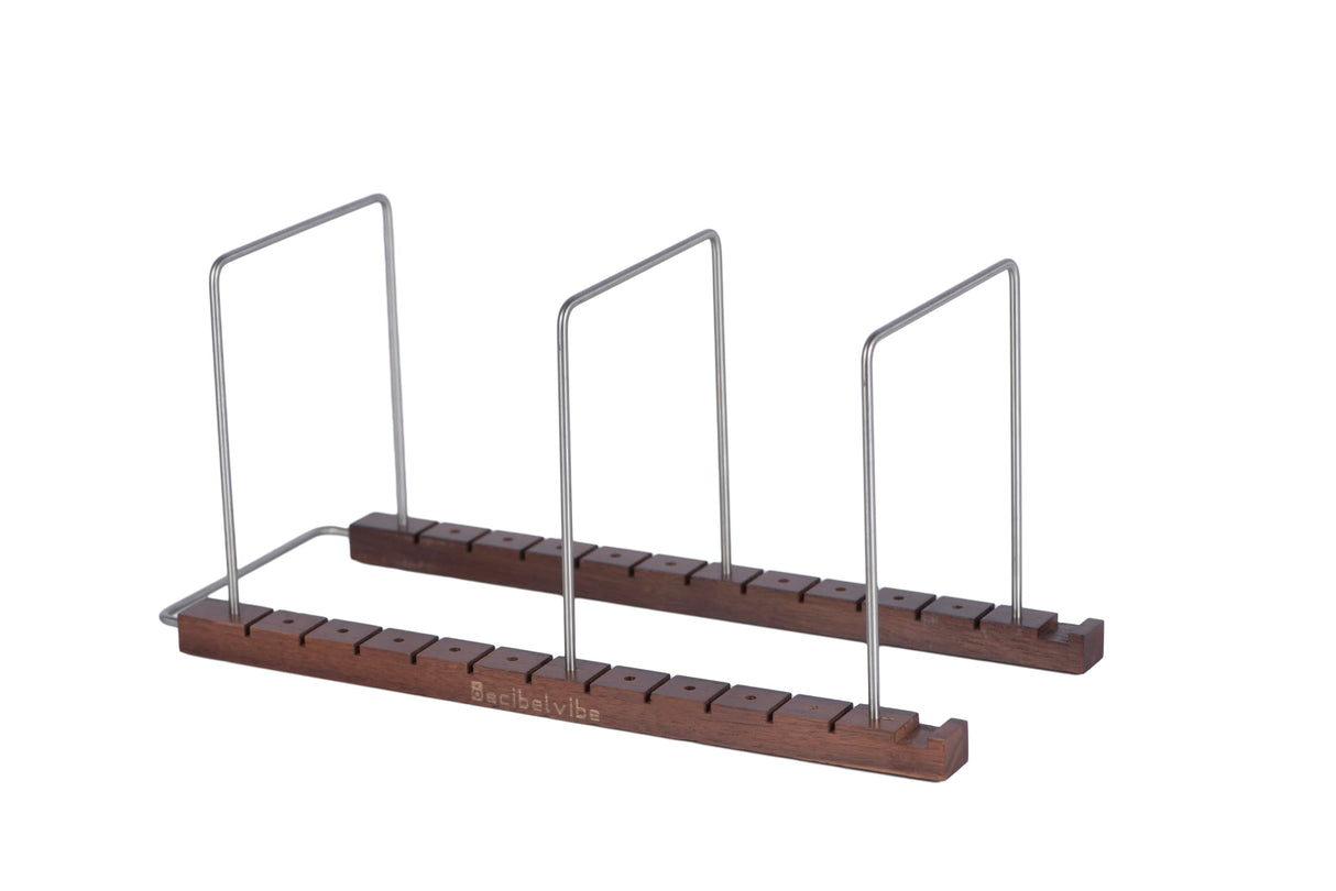 Decibelvibe Vinyl Record Storage and Record Player Stand, Now Playing Display with Stainless Steel and Solid Walnut Wood Premium Design, Up to 75 Vinyl records Decibelvibe