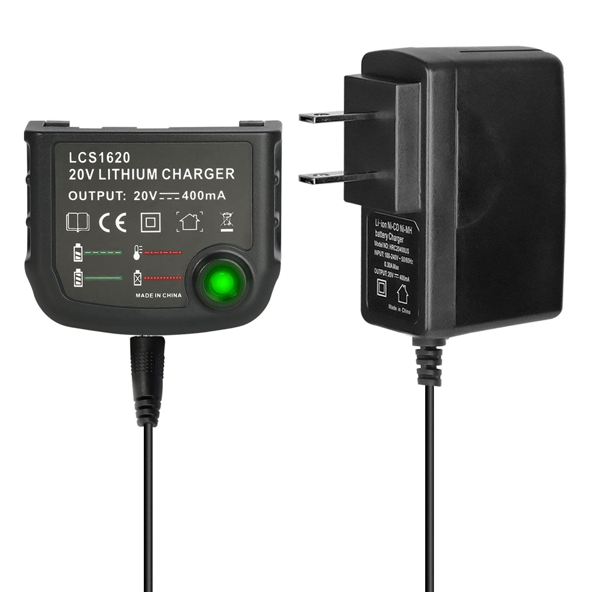 KUNLUN LCS1620 20V Lithium Battery Charger - Compatible for Black & Decker 16V 20V Lithium Battery LBXR20 LBXR20B LBXR20-OPE LB20 LBX20 LBX4020 LB2X4020 LBXR2020-OPE BL1514 LBXR16 LST220 KUNLUN