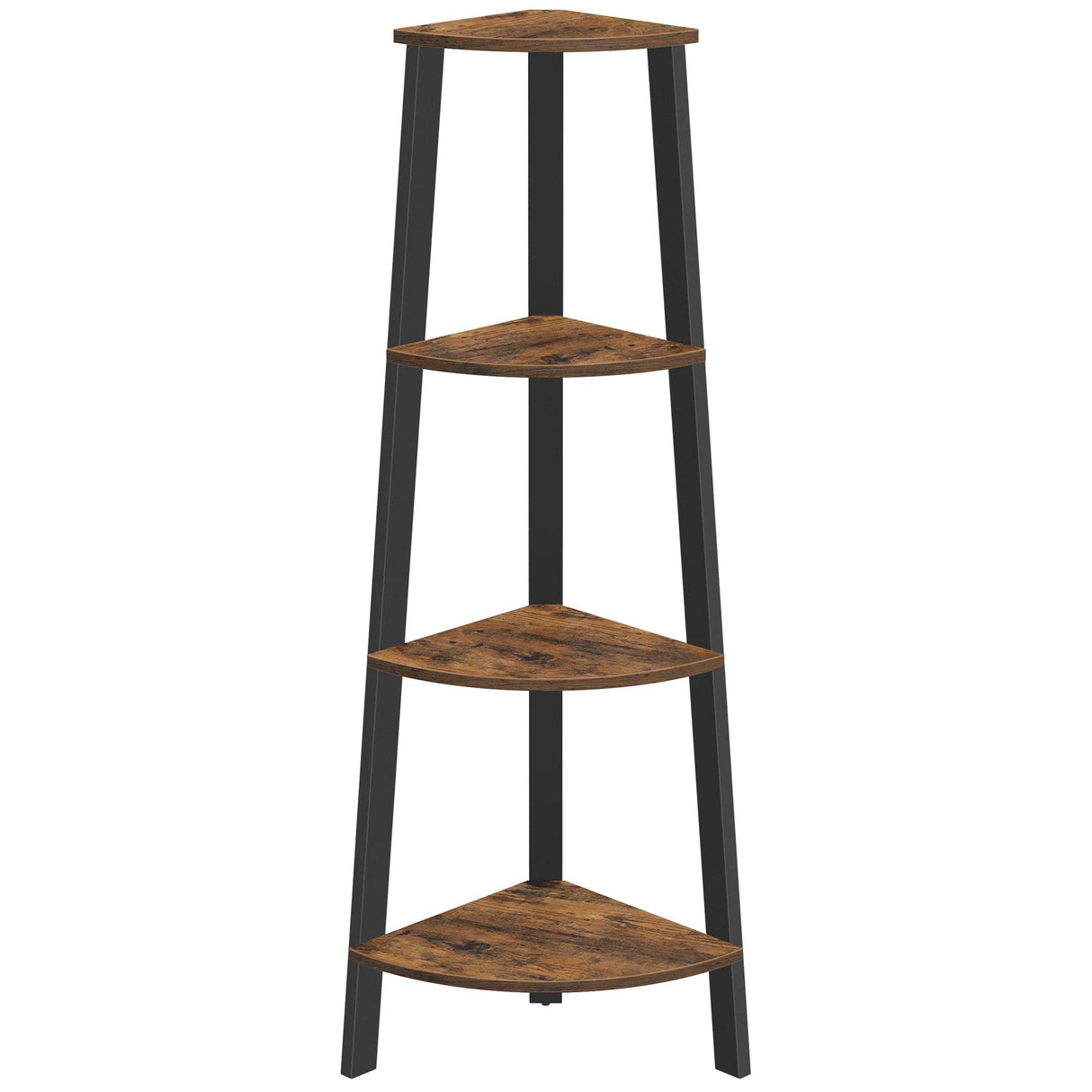 VASAGLE Corner Shelf Stand, 4-Tier Corner Bookshelf, Industrial Corner Ladder Shelf, Plant Stand Display Shelf for Living Room, Office, Kitchen, Rustic Brown and Black ULLS34X VASAGLE