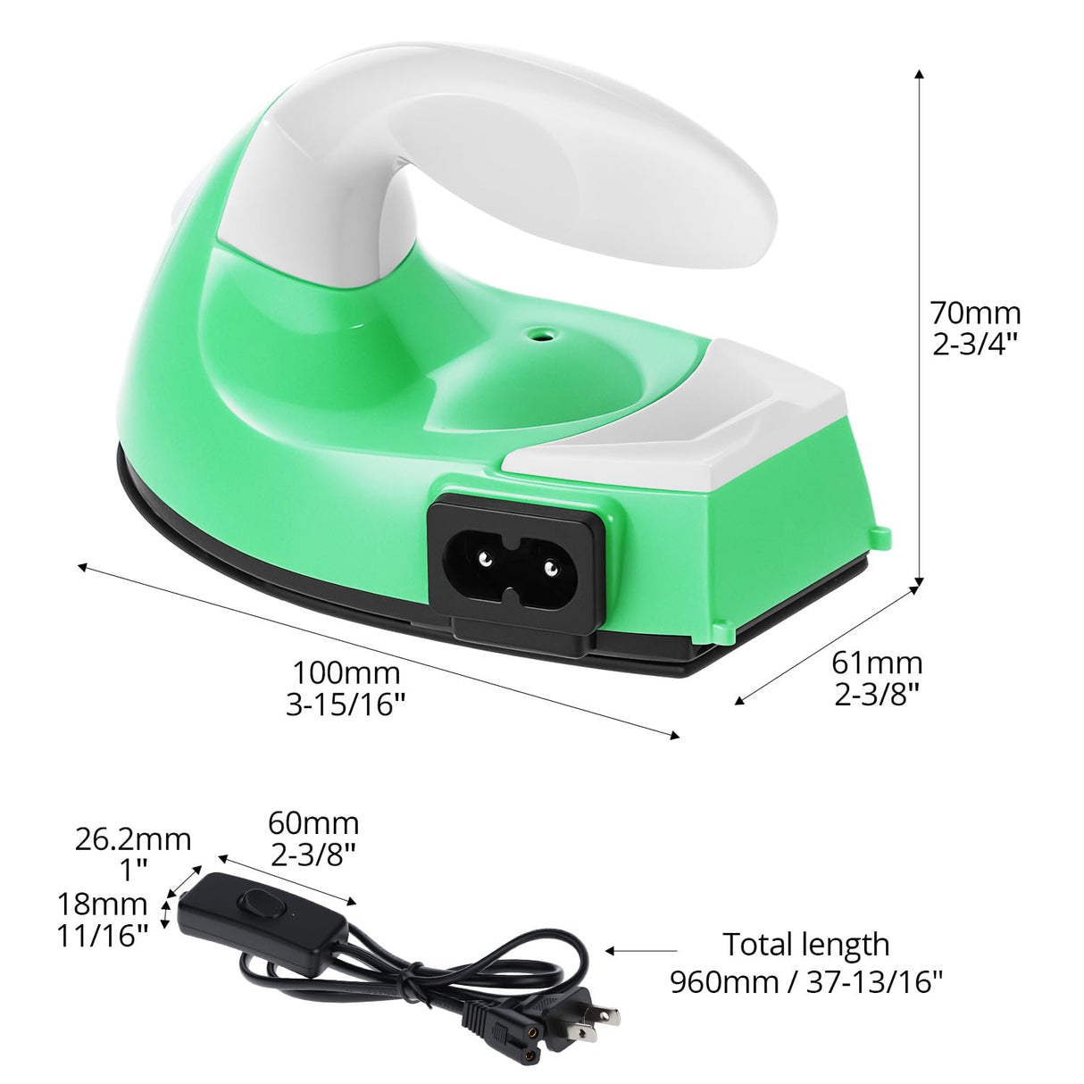 QWORK Mini Craft Iron Mini Heat Press, Heat Machine for Fabrics & Heat Transfer Vinyl, DIY T-Shirts, Shoe, Green QWORK